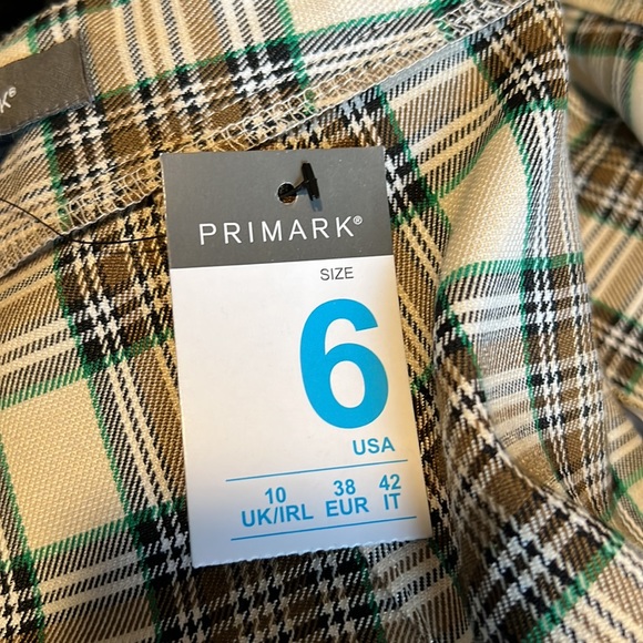 Primark skirt cream green brown plaid size 6 NWT - Picture 5 of 6